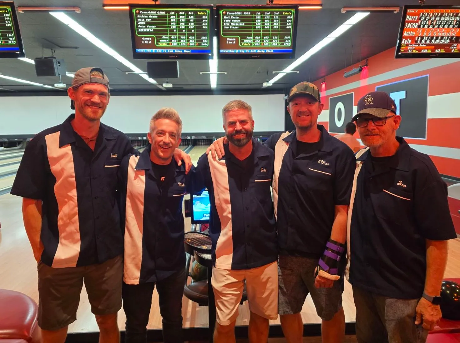 Men's league bowling team shirts with names