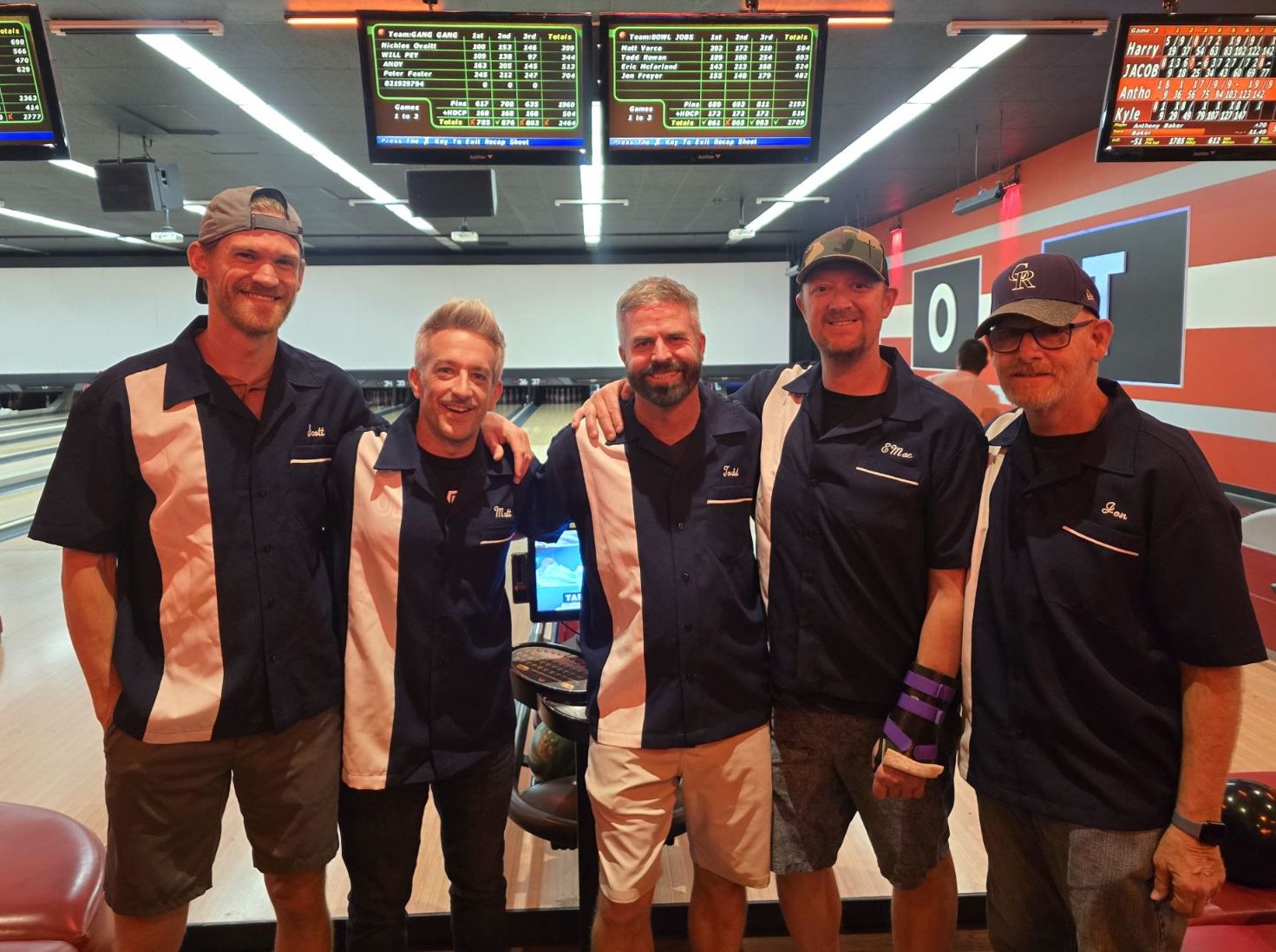 Men's league bowling team shirts with names